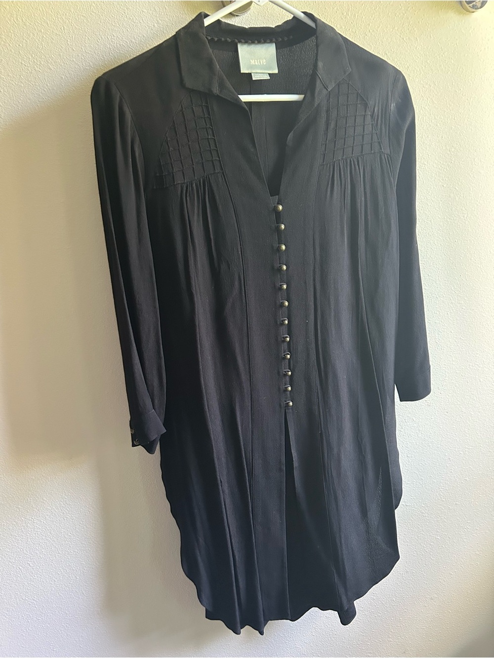 Maje Black Long-Sleeve Button Front Tunic